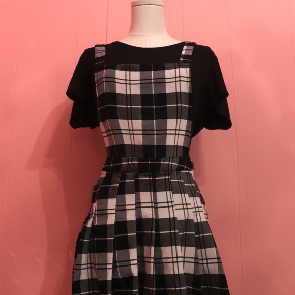 Lovely Day Plaid Black and White Dress - Picture 2 of 2